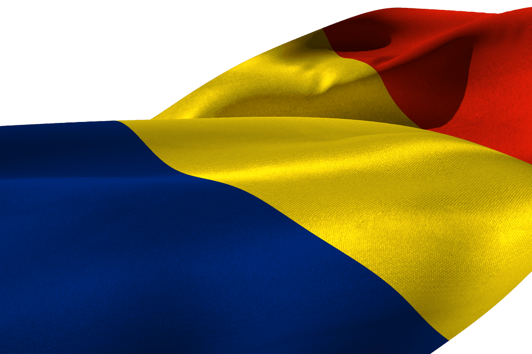 Chad Flag Waving on Transparent Background