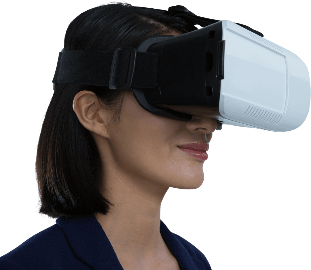Transparent Businesswoman Using VR Headset Experience
