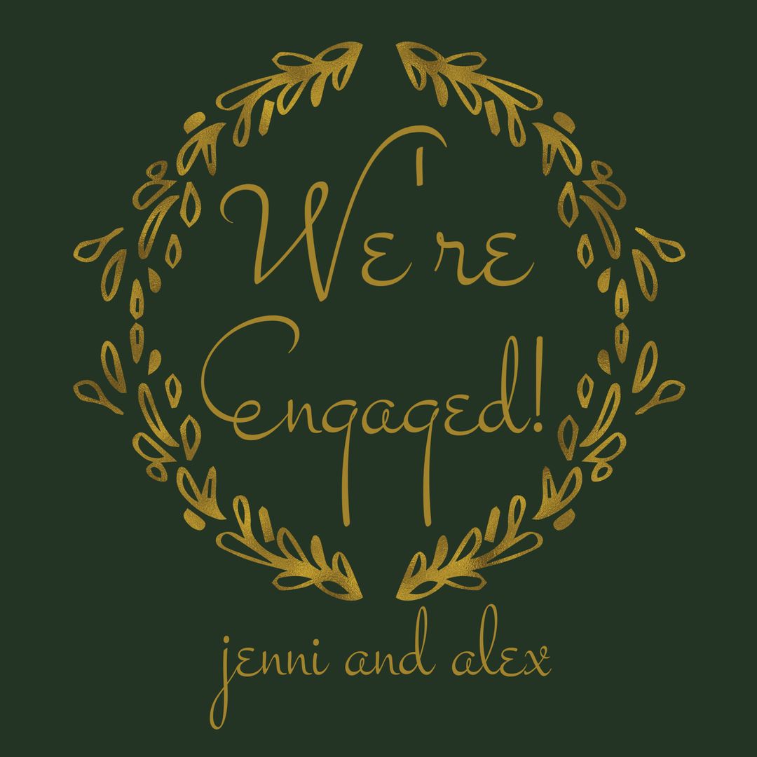 Elegant Gold Wreath We’re Engaged Announcement Template - Download Free Stock Templates Pikwizard.com