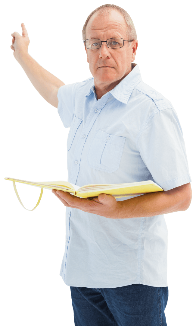 Caucasian Businessman Holding Notebook Transparent Background