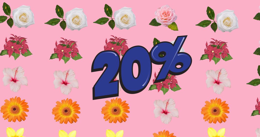 20 Percent Sale Announcement on Floral Background - Free Images, Stock Photos and Pictures on Pikwizard.com