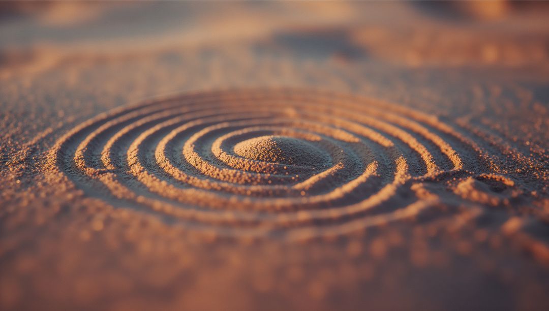 Zen Garden Sand Patterns with Concentric Circles