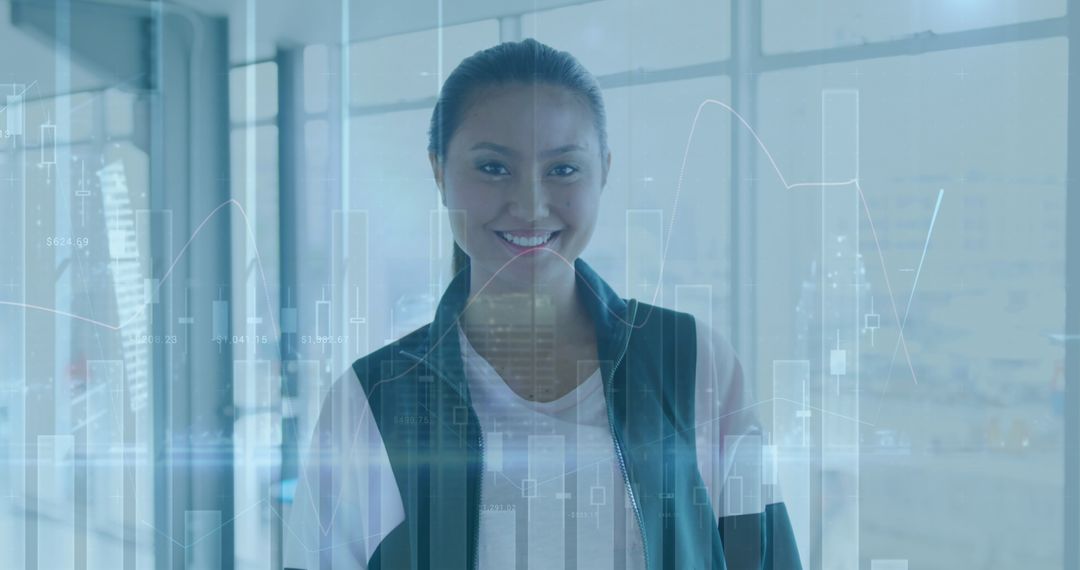 Businesswoman Comprehending Data in Futuristic Work Environment