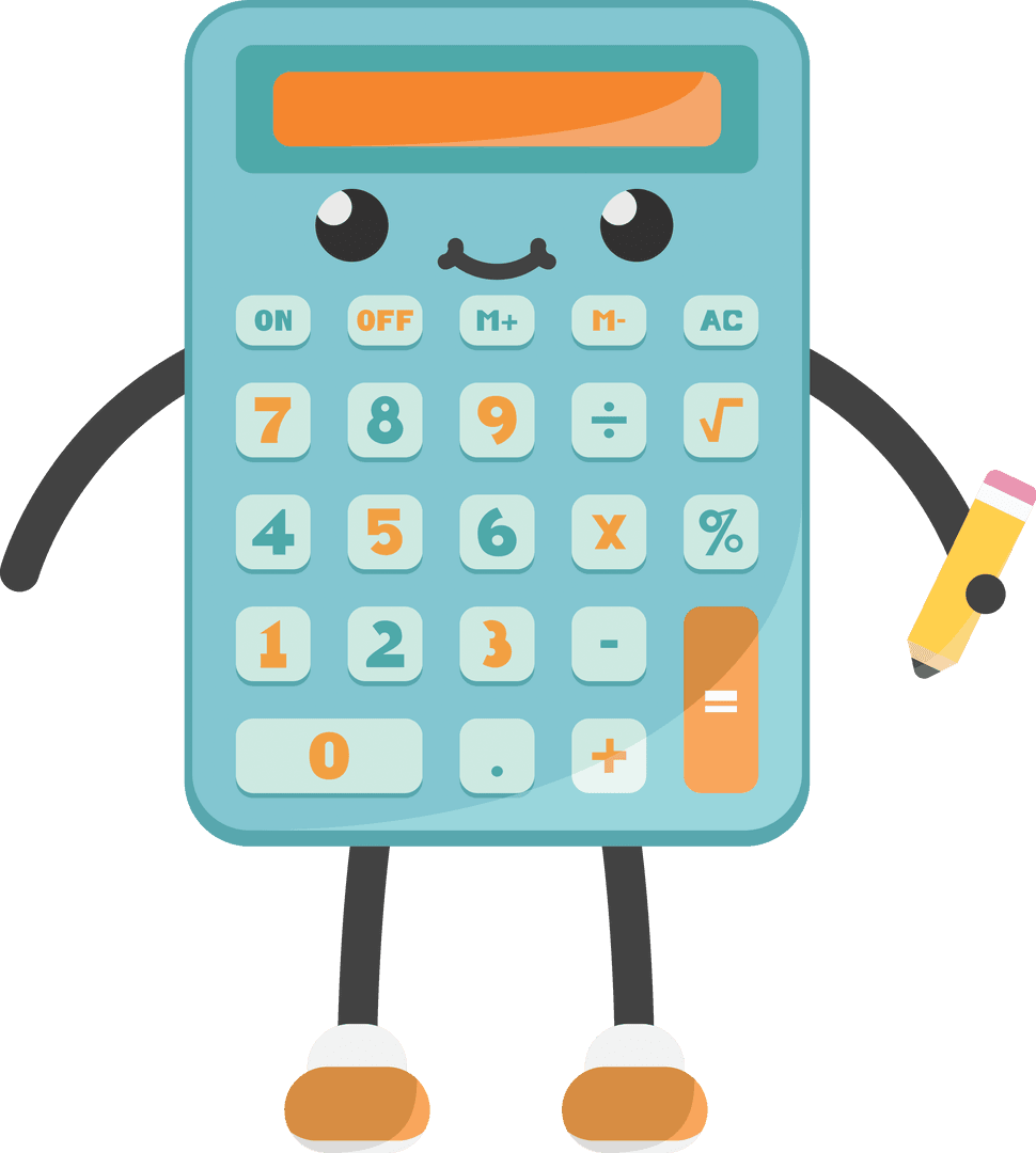 Smiling Calculator Illustration on Transparent Background