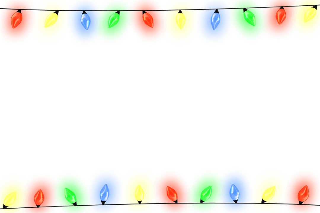Colorful Christmas String Lights on Transparent Background