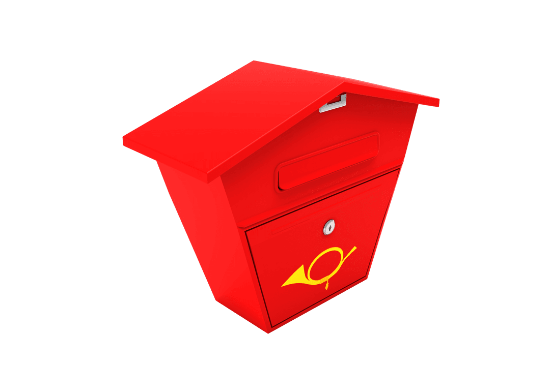 Red Postal Mailbox on Transparent Background for Communication Concept