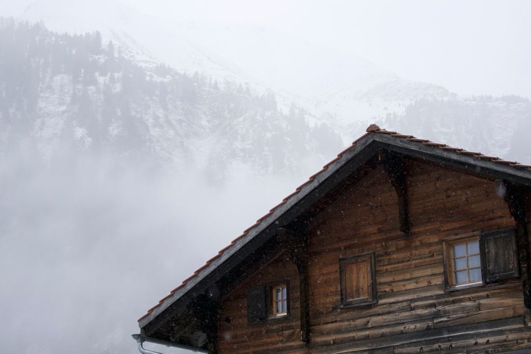 Rustic Wooden Cabin in Snowy Mountain Landscape - Free Images, Stock Photos and Pictures on Pikwizard.com