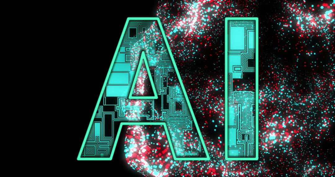 Futuristic AI Text with Glowing Connections Representing Digital Network