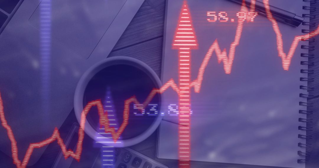 Stock Market Data Graph Over Office Desk With Coffee Cup