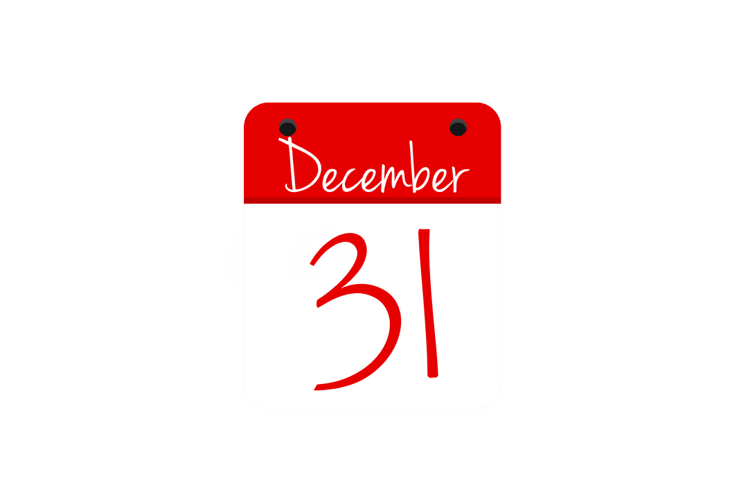 Digital December 31 Calendar Page on Transparent Background