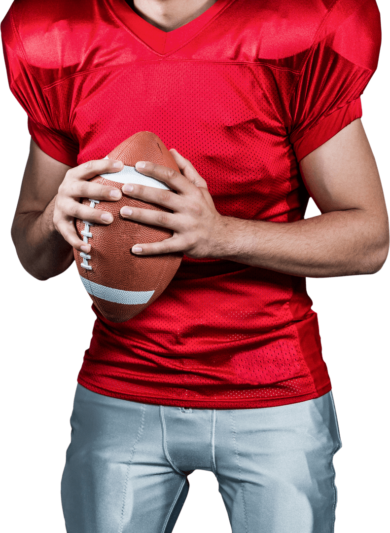 Transparent Concept of American Football Player Gripping Ball