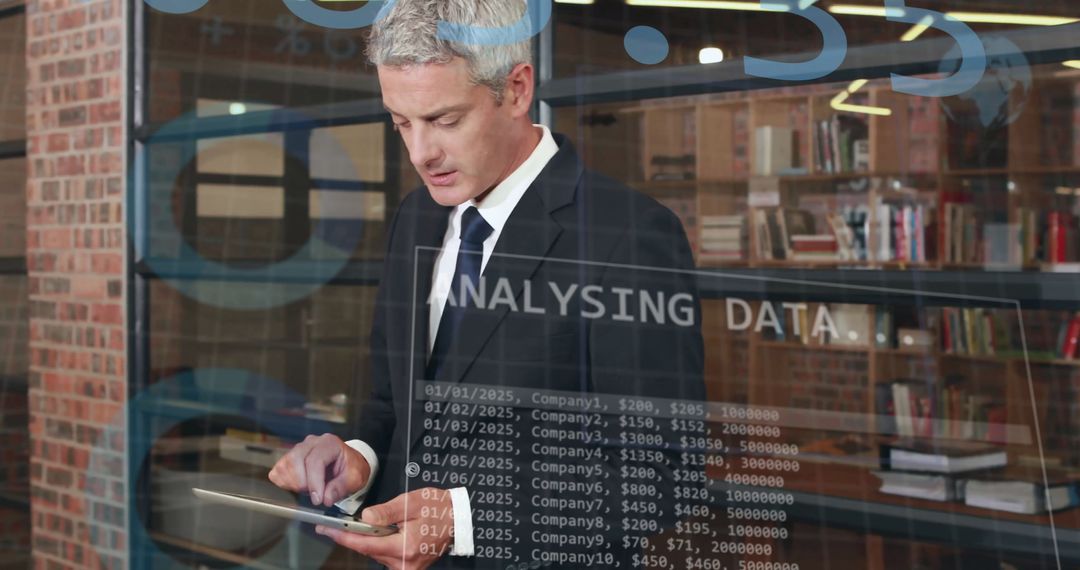 Businessman Engaged in Digital Data Analysis Interface