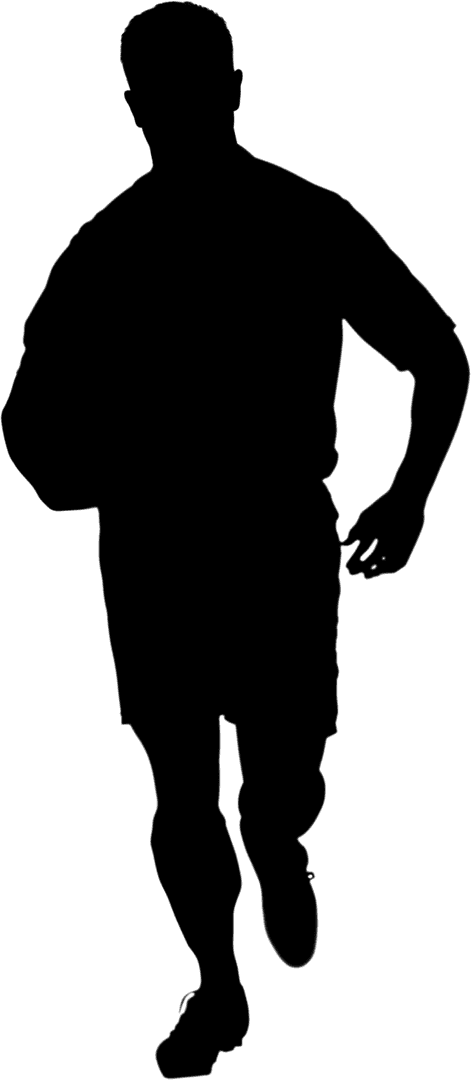 Transparent Silhouette of Running Athlete on White Background