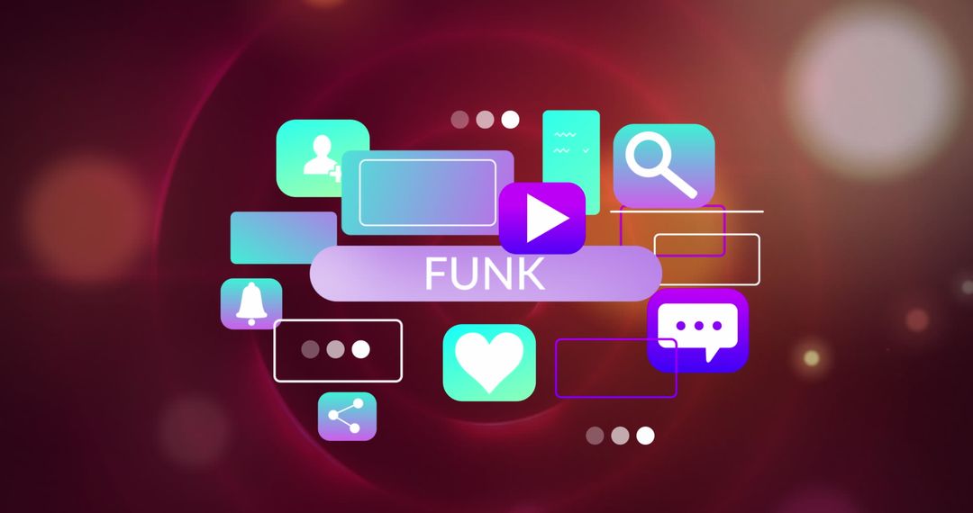 Digital Funk Concept with App Icons and Lens Flare Effects