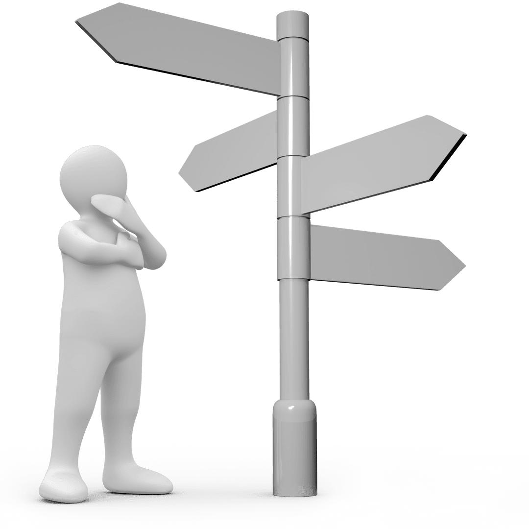 Illustration of Figure with Signpost on Transparent Background