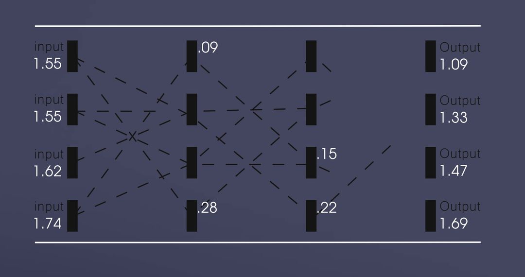 Abstract Financial Data Processing Diagram with Outputs