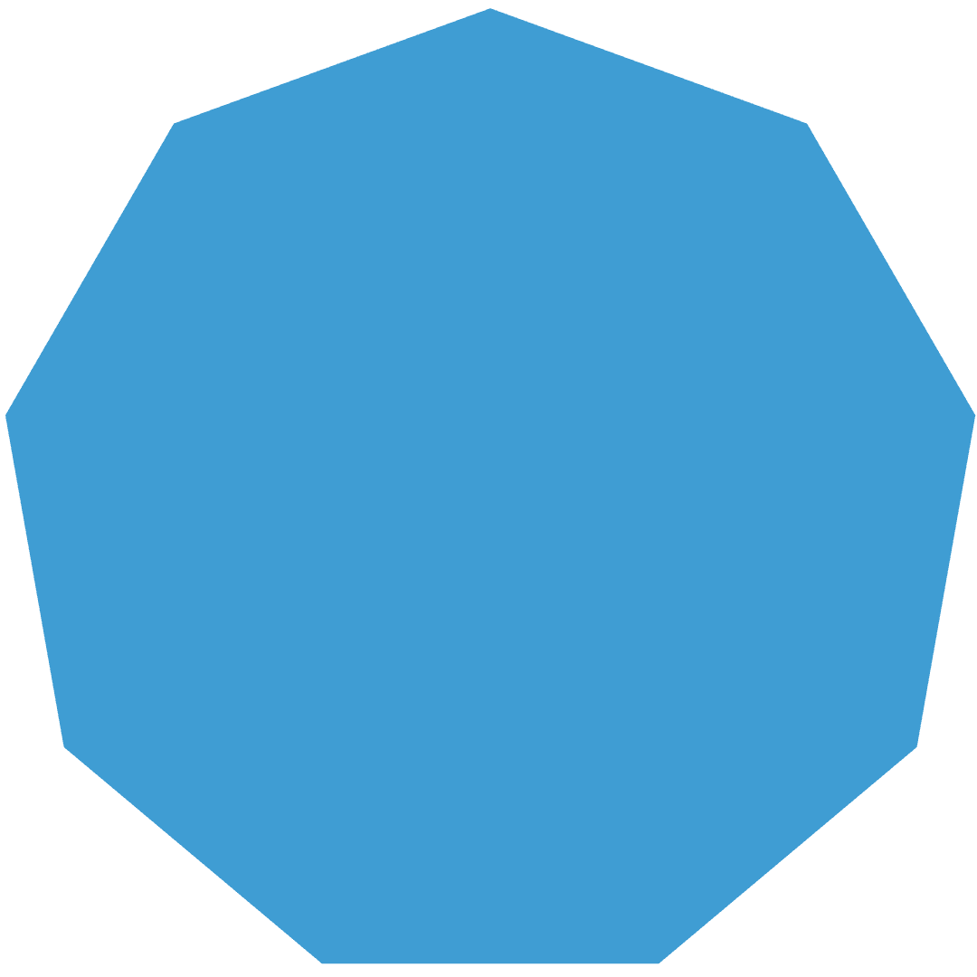 Abstract Blue Decagon Shape on Transparent Background