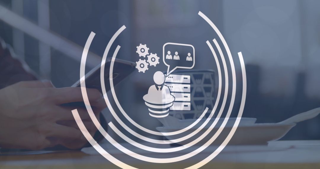 Digital Connected World with Social Media and Communication Icons