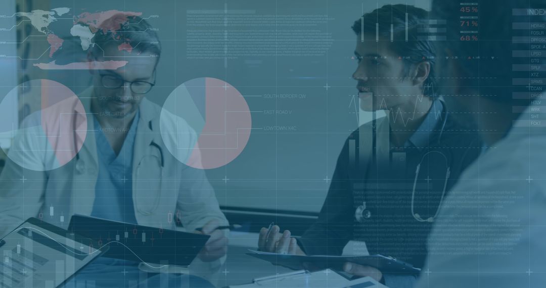 Doctors Analyzing Data with Digital Interface