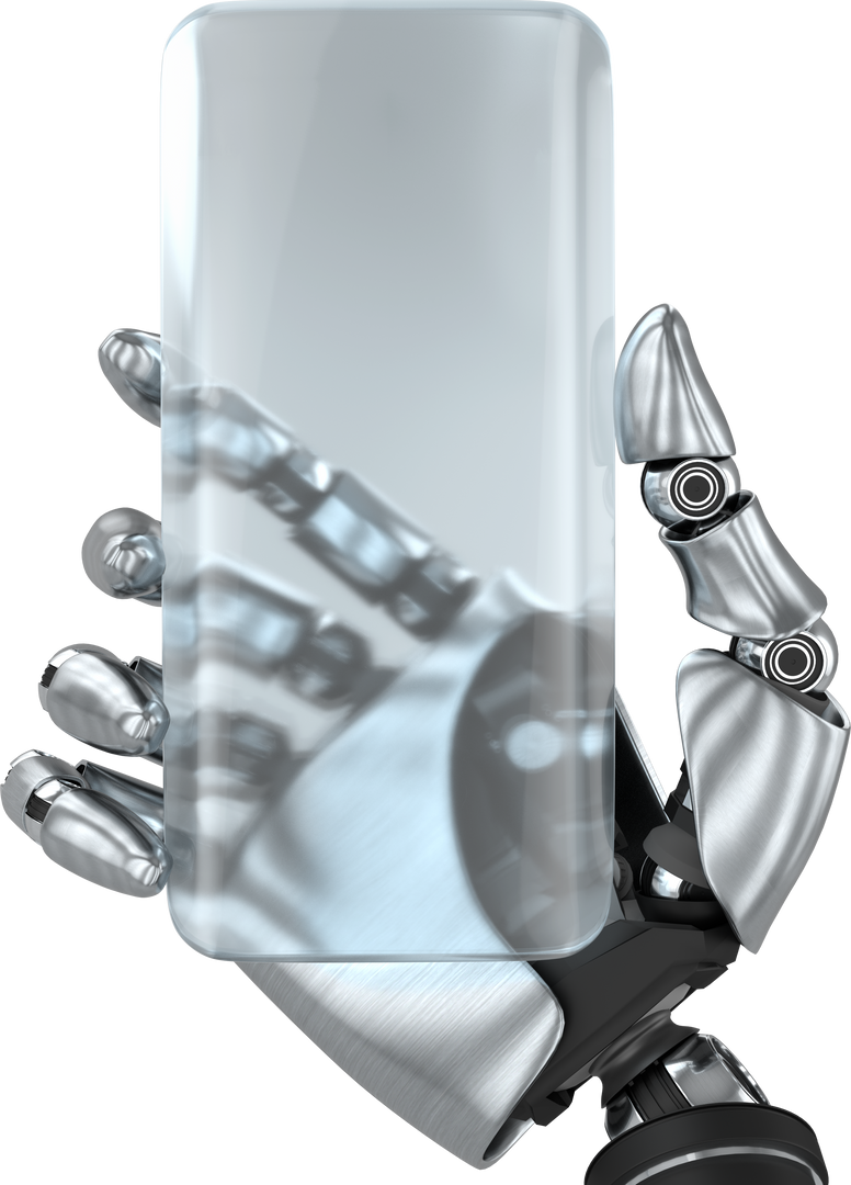 Robotic Hand Holding Transparent Smartphone for Future Technology Concepts - Download Free Stock Images Pikwizard.com