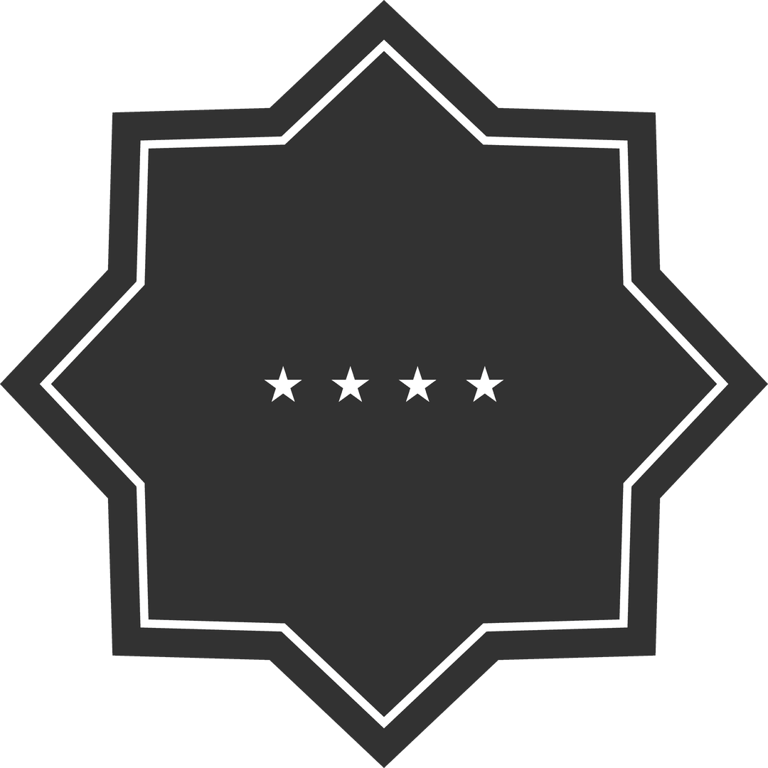 Black Star Emblem with Four Stars on Transparent Background
