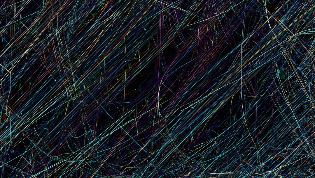Vibrant Abstract Network of Diagonal Lines on Dark Backdrop