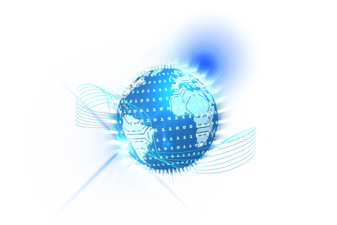 Glowing Blue Digital Globe on Transparent Background Vector Illustration