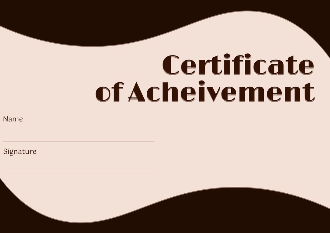 Minimalist Certificate of Achievement Template with Curved Design - Download Free Stock Templates Pikwizard.com