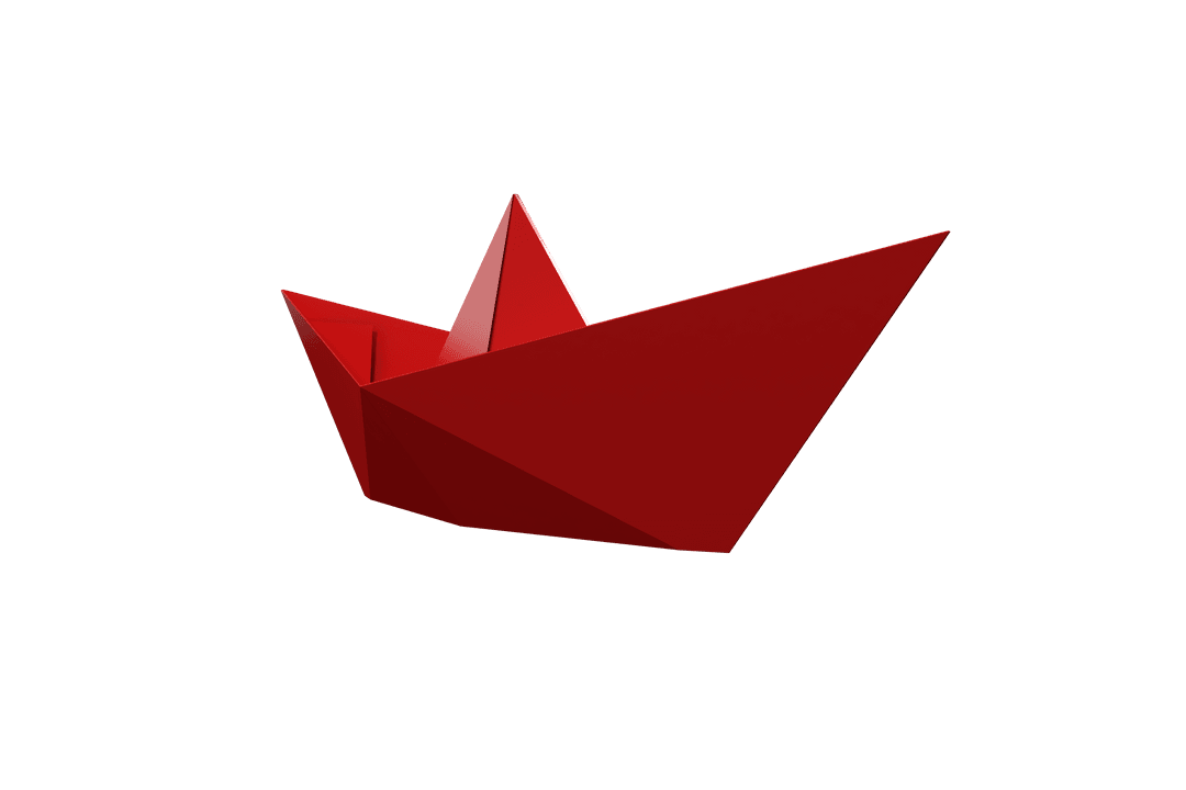 Red Paper Boat on Transparent Background Isolated for Creative Design