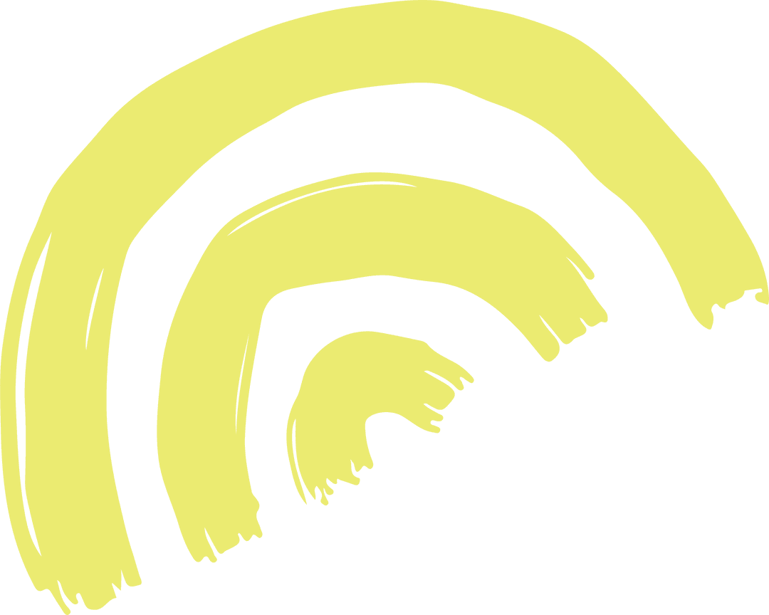 Abstract Yellow Brushstroke Arcs on Transparent Background