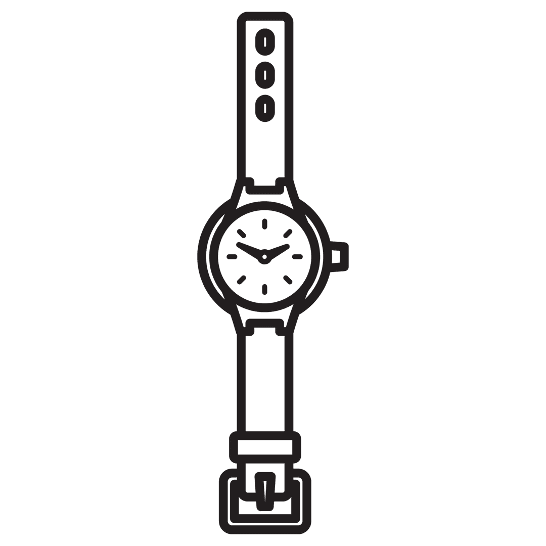 Minimalist Black Line Watch on Transparent Background