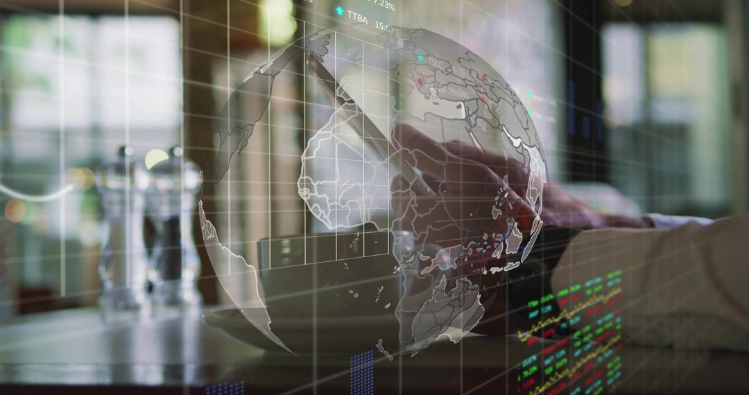Businessman Analyzing Digital Charts with Stylus at Modern Workspace