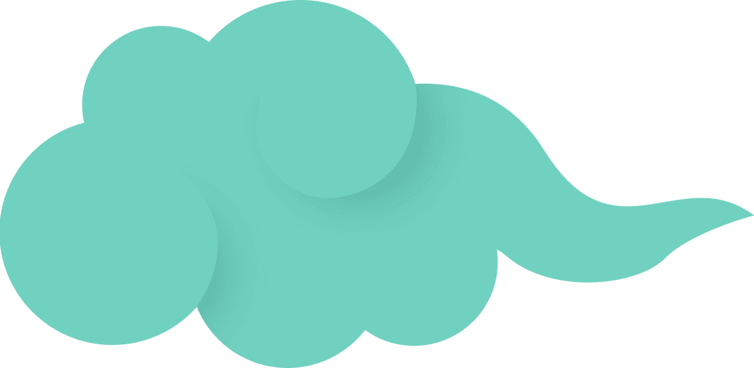Teal Abstract Transparent Cloud Shape on Clear Background