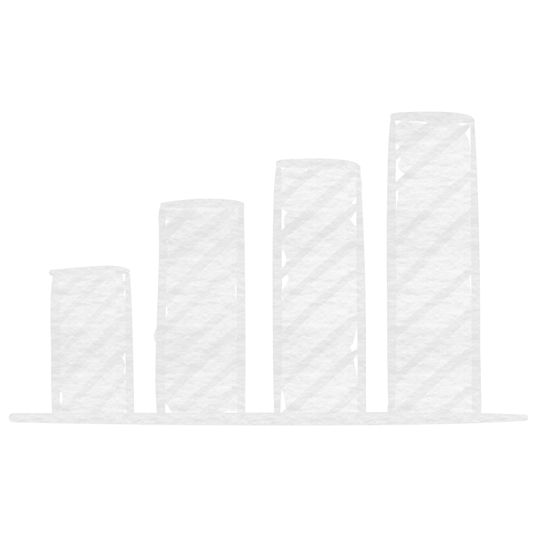 Hand Drawn White Bar Graph on Transparent Background