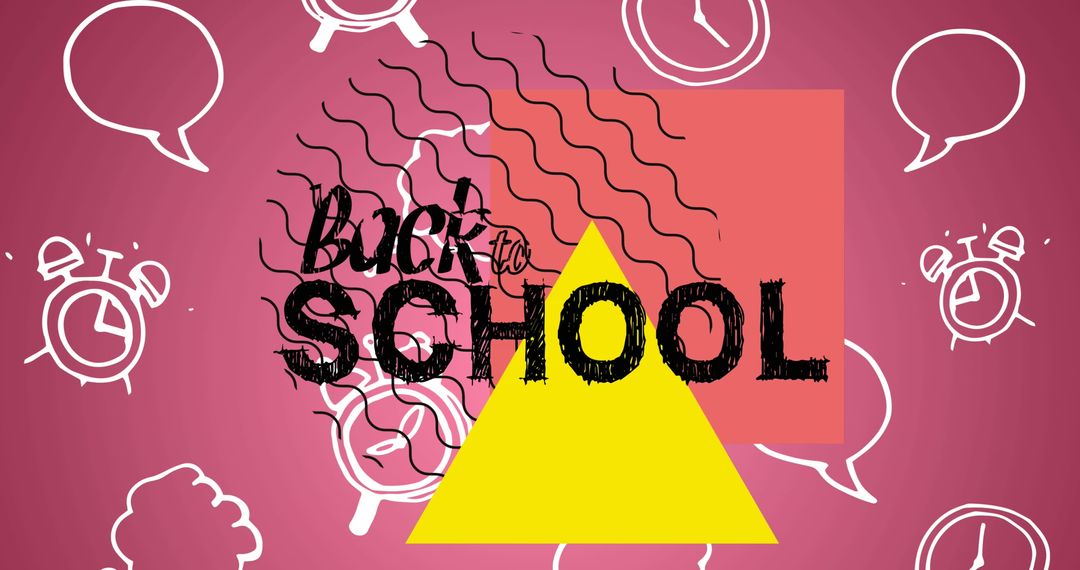 Vibrant Back to School Design with Clocks and Speech Bubbles