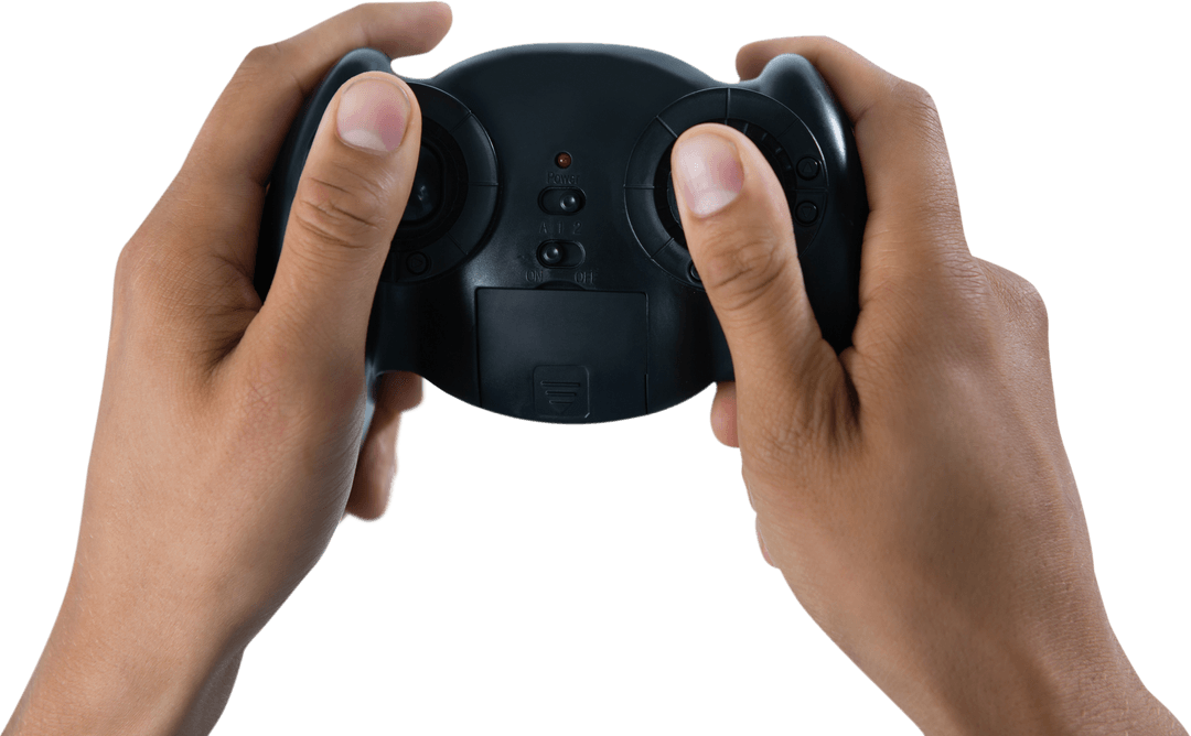 Transparent Hands Holding Modern Gaming Controller
