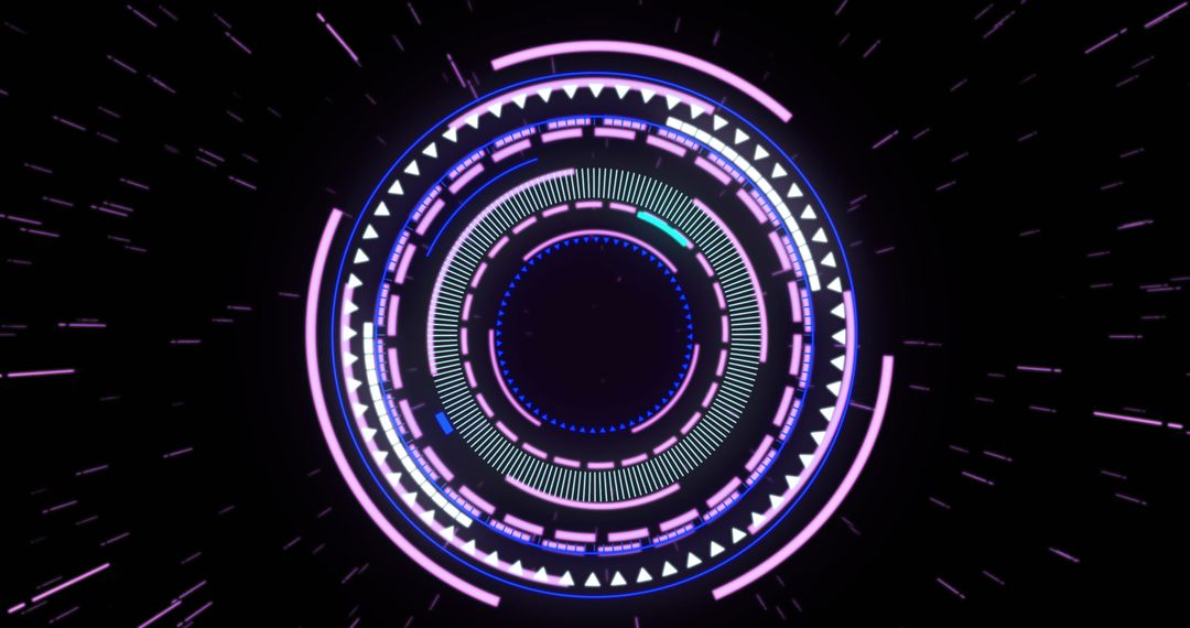 Futuristic Digital Interface with Glowing Data Rings