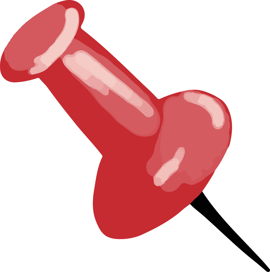 Red Push Pin on Transparent Background for Office Designs