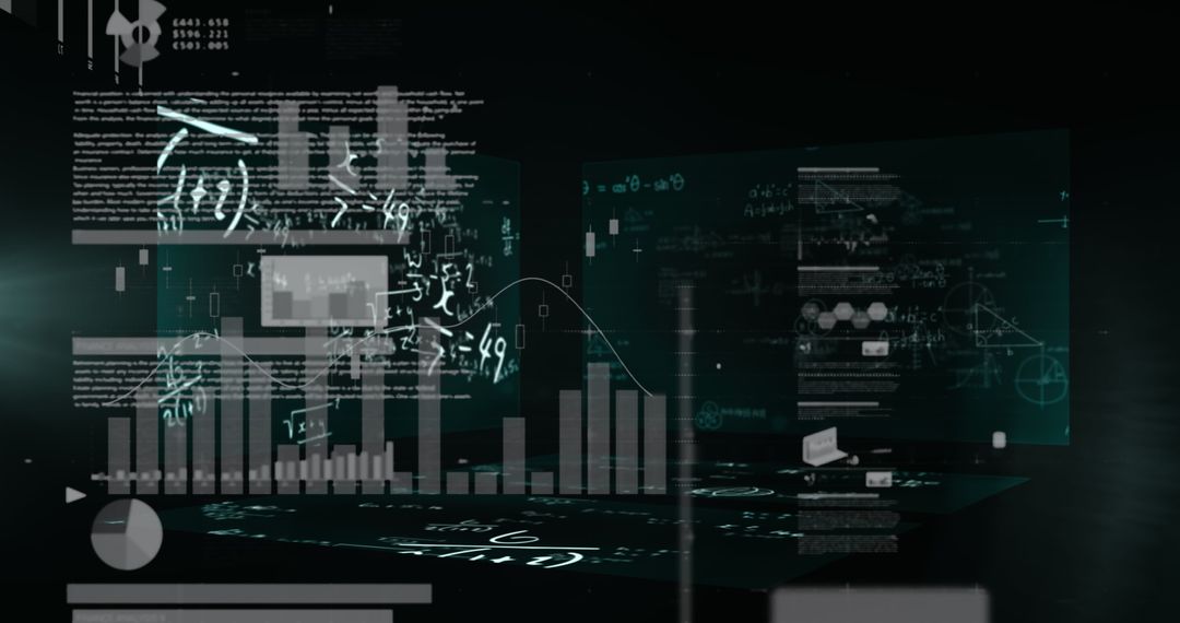 Futuristic Digital Analytics Interface with Visual Data Charts