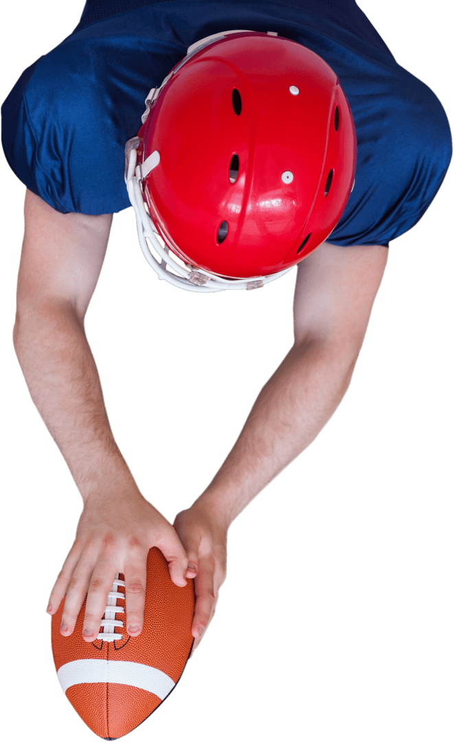 Transparent Football Player in Red Helmet Preparing for Game