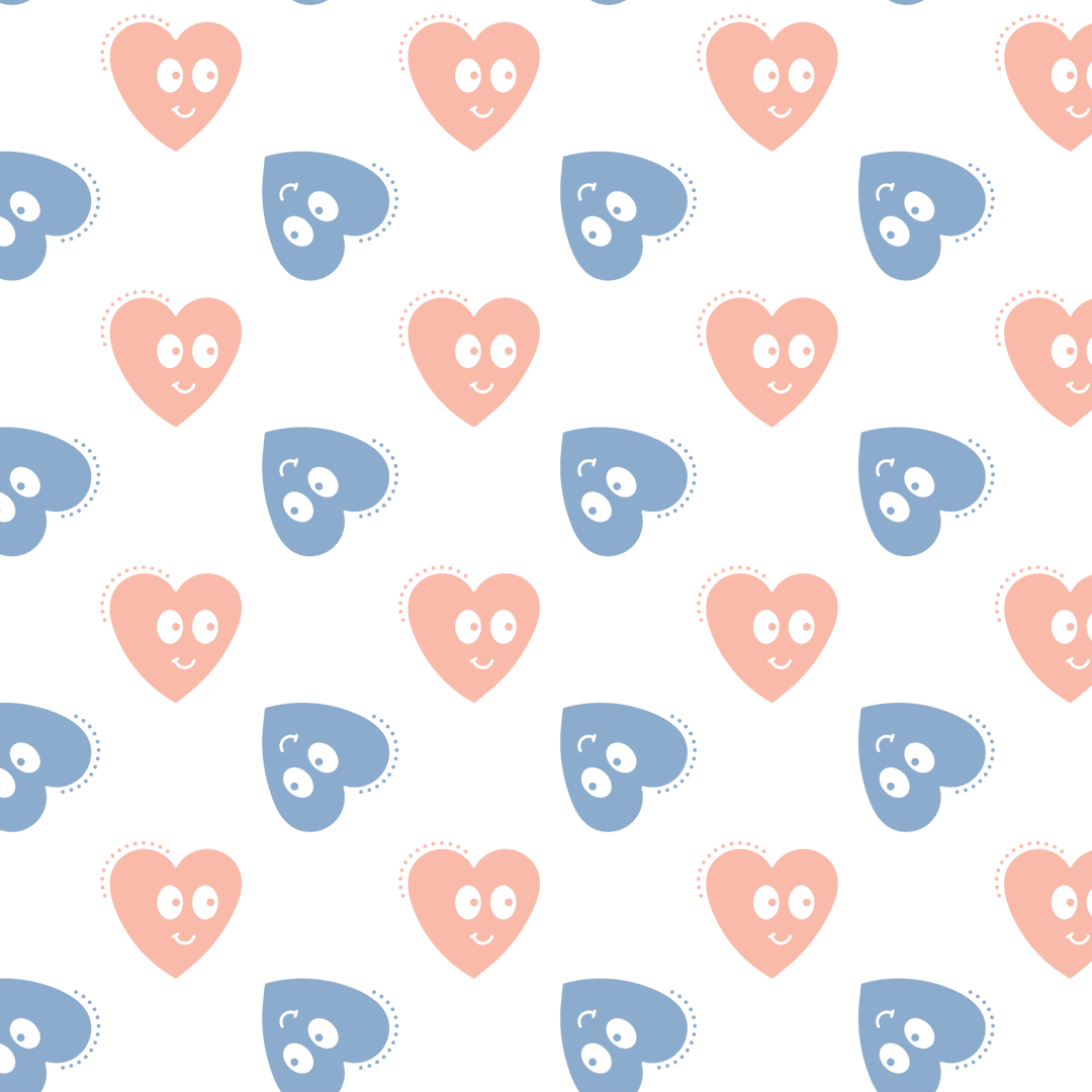 Repeating Cute Heart Pattern on Transparent Background