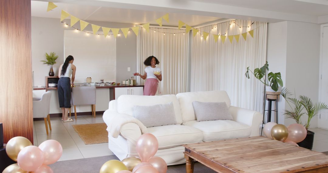 Friends Preparing Baby Shower Celebration at Home