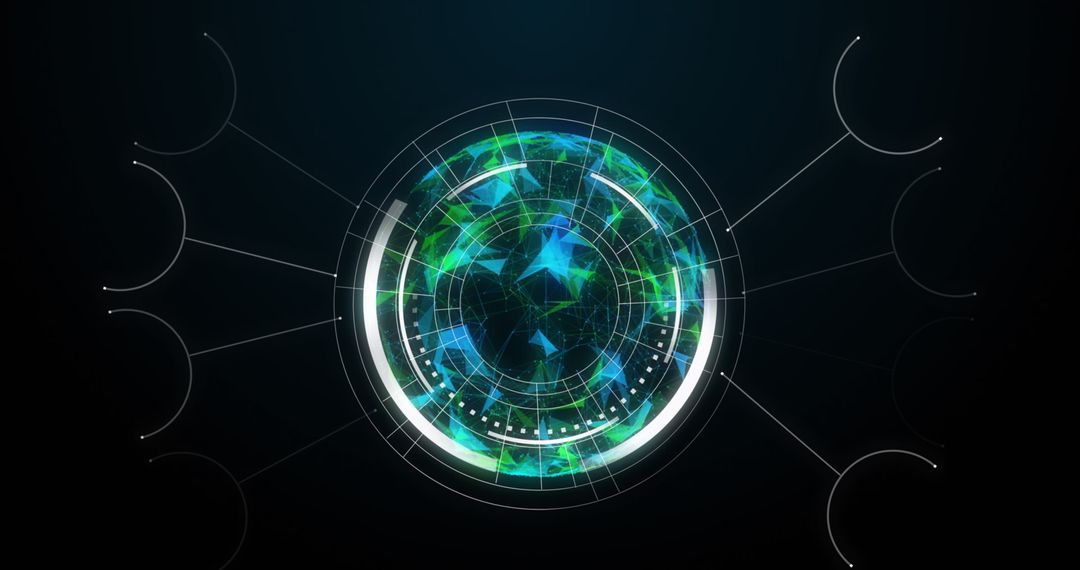 Futuristic Digital Interface with Glowing Geometric Patterns