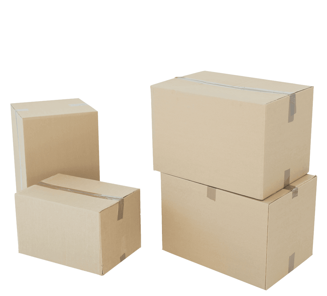 Cardboard Boxes on Transparent Background for Shipping Templates