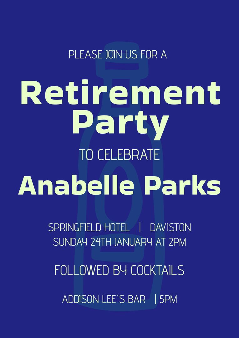 Bold Blue Retirement Party Invitation Featuring Modern Typography - Download Free Stock Templates Pikwizard.com