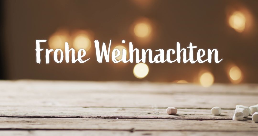 Frohe Weihnachten Text with Festive Bokeh Lights Background