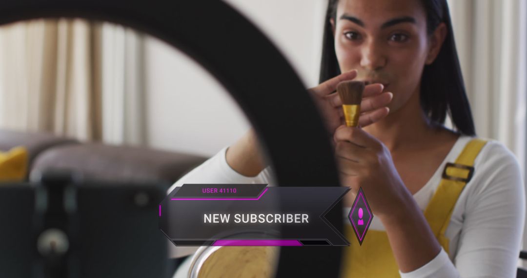 Beauty Vlogger Engaging with Viewers during Makeup Tutorial