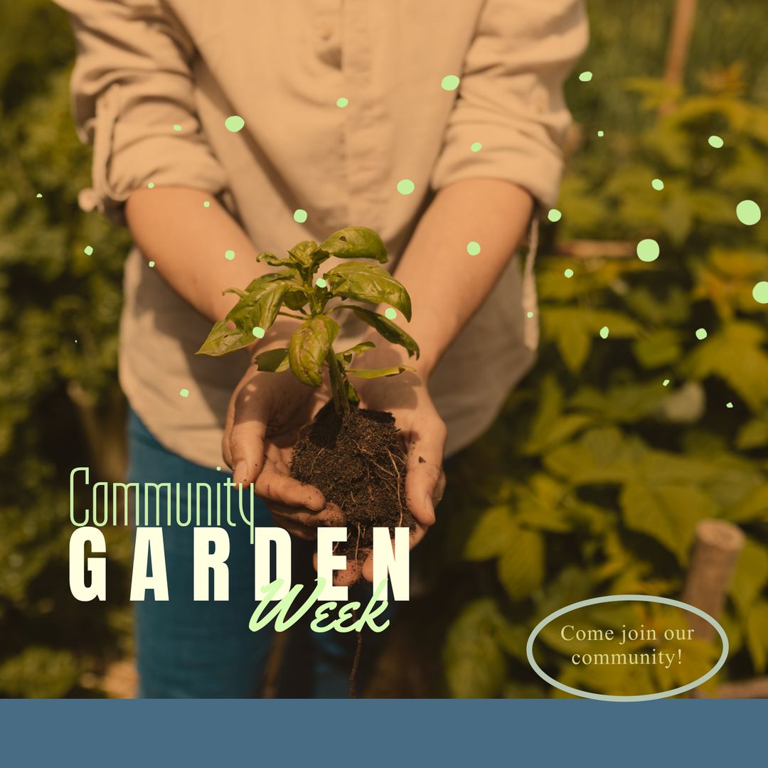 Celebrating Community Garden Week with Hands Holding Seedling