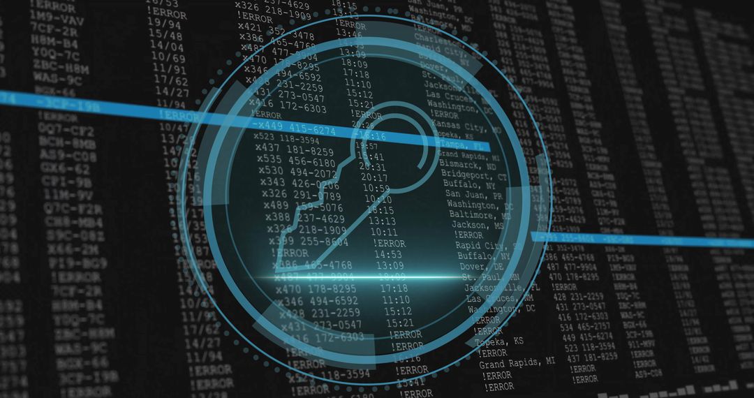 Futuristic Digital Interface with Question Mark on Data Screen