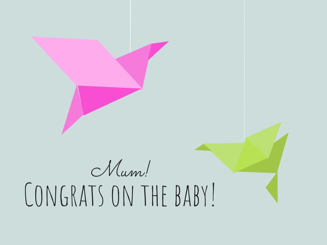 Mom Congratulated on New Baby with Origami Birds - Download Free Stock Templates Pikwizard.com